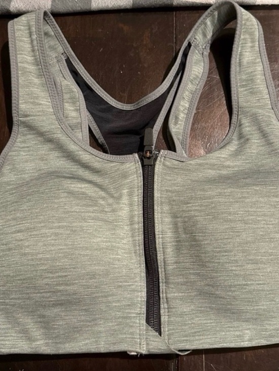 Nike Other - Front-Zip Heather Sage Sports Bra - Light Green